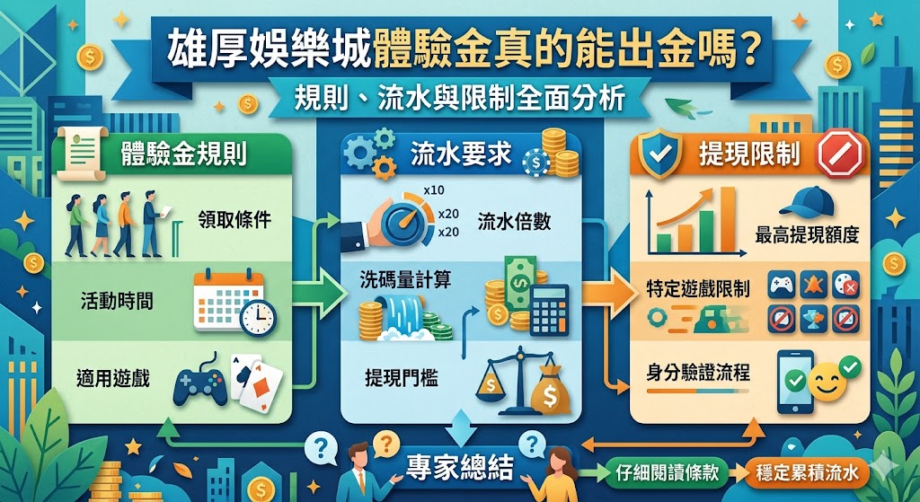 雄厚娛樂城體驗金真的能出金嗎？規則、流水與限制全面分析